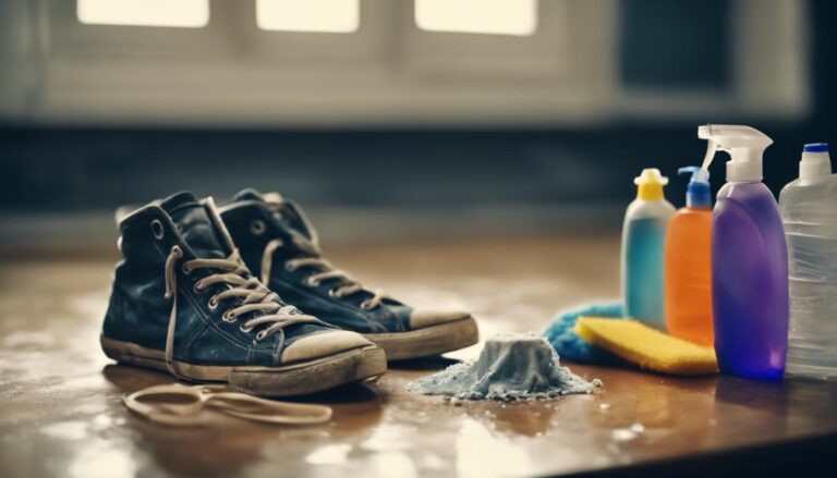 cleaning shoes with disinfectant